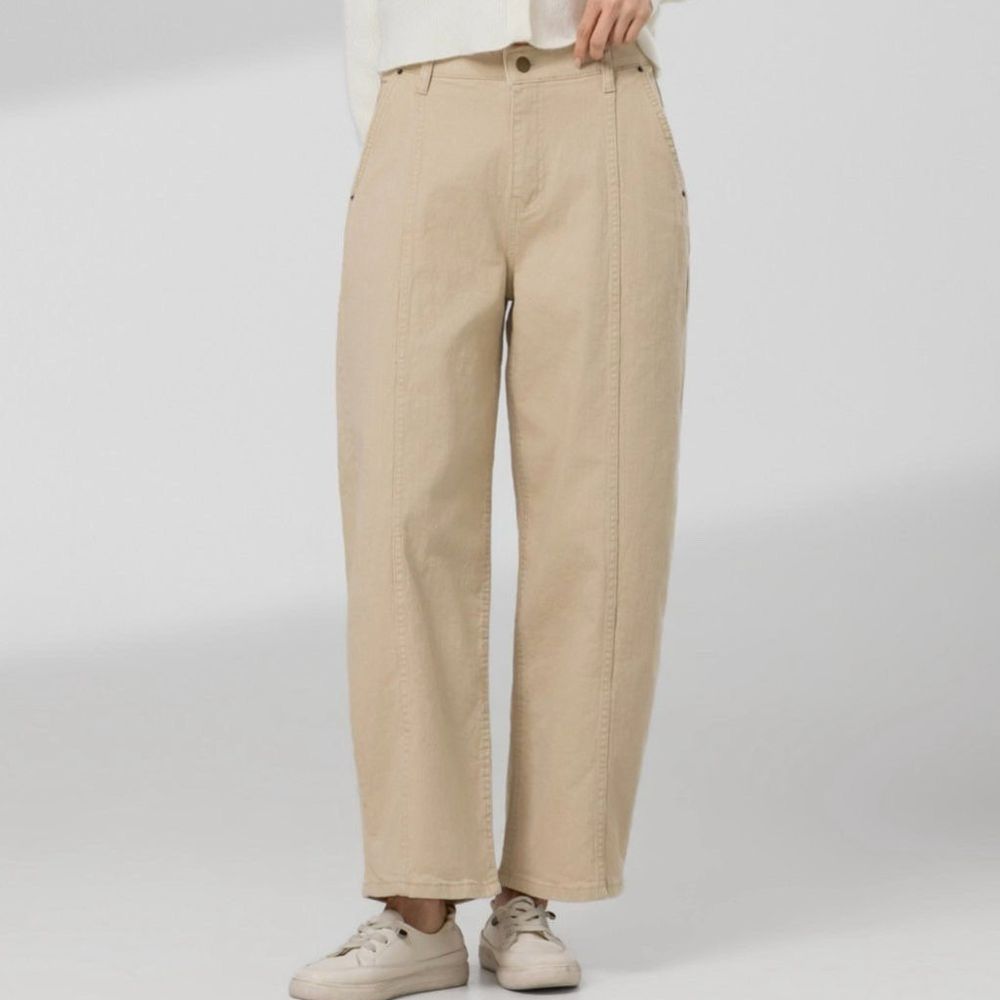 EDITION 彈性腰日常百搭拼接感哈倫褲-卡其