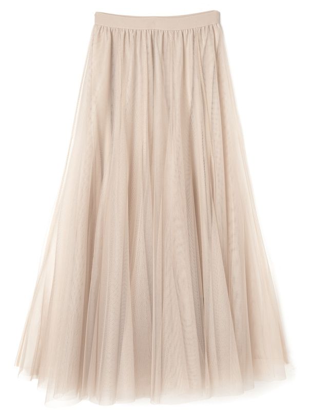 日本 GRL - 飄逸顯瘦雙層傘紗裙-灰摩卡 (M)