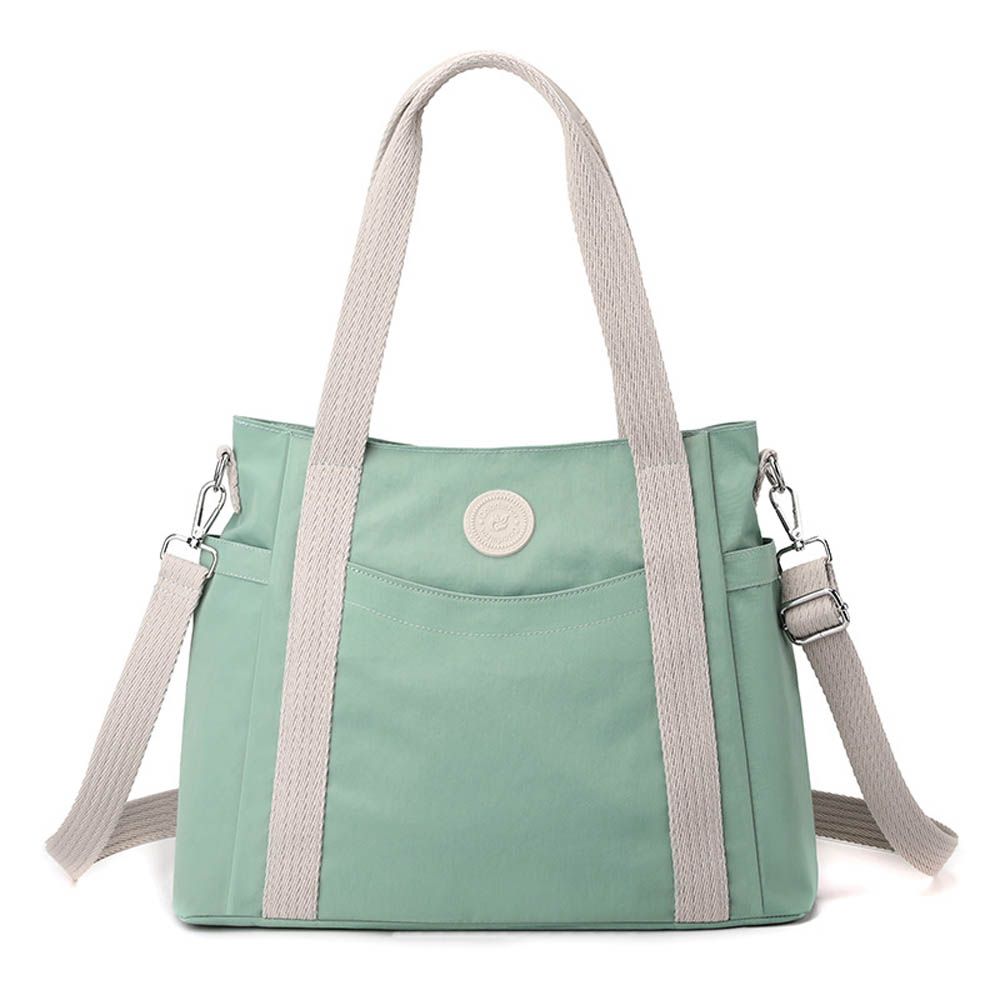 2WAY防潑水多夾層大容量單肩/斜背包-附長背帶-綠色 (38x13x29cm)