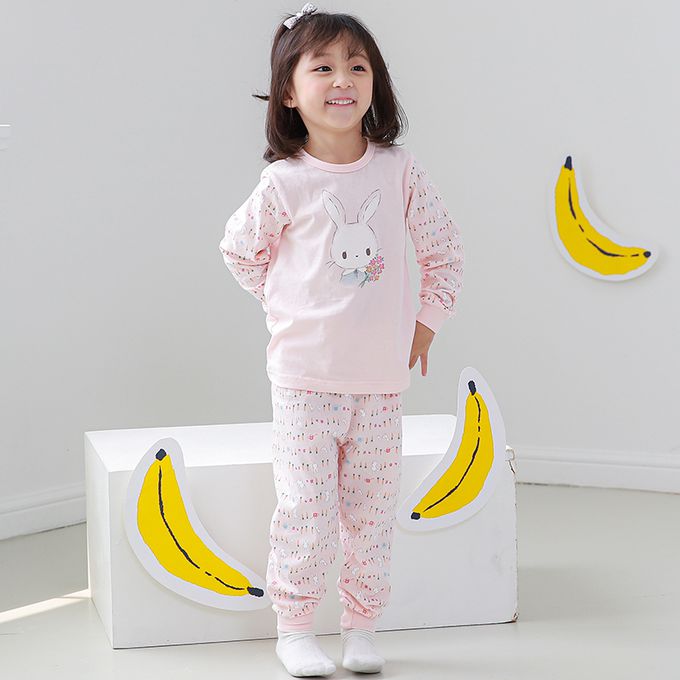 正韓 Cogibu - 極舒適無螢光劑 100% 有機棉幼兒/兒童睡衣/家居服套裝組-小花園