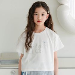 韓國 sm2 - Y2K水鑽點綴短袖上衣-白
