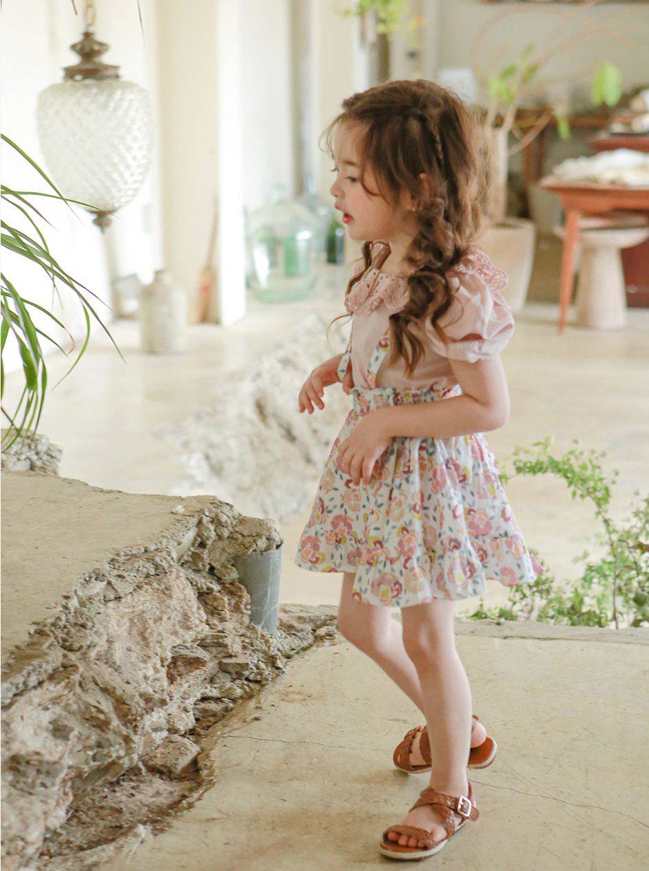 韓國 Puellaflo - (現省$50)碎花吊帶裙套裝-粉紅