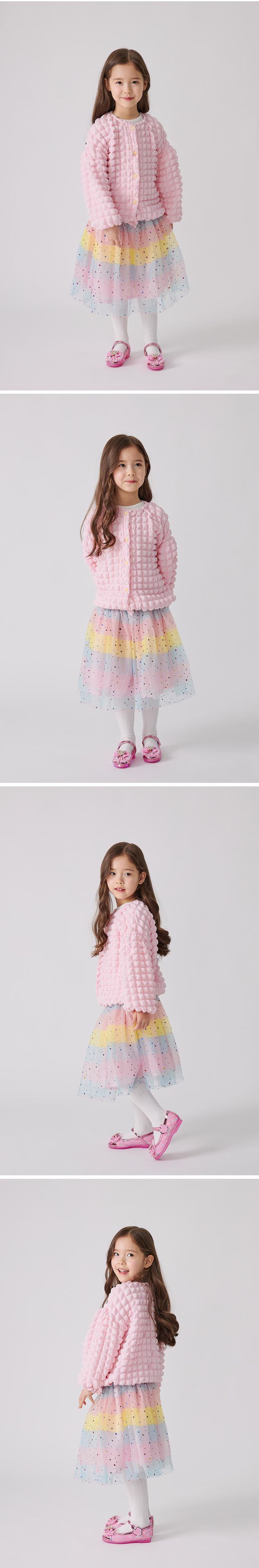 韓國 OZKIZ - 鬆緊腰滿星亮片多彩網紗裙