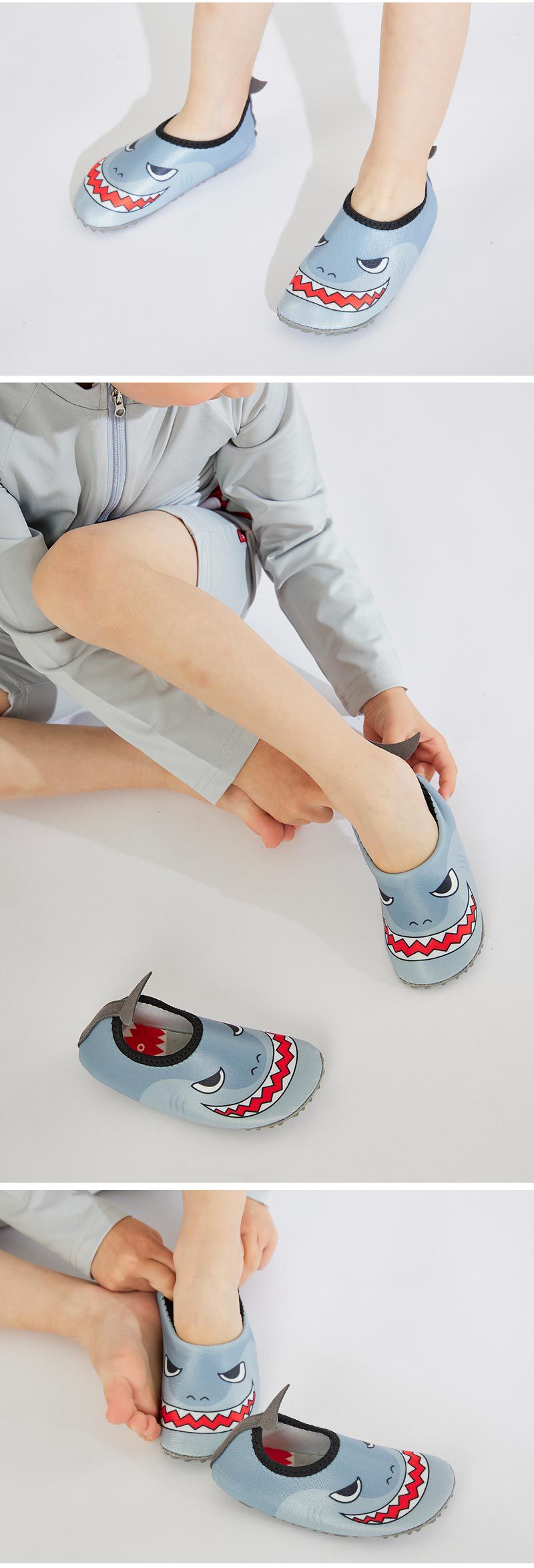 韓國 OZKIZ - 輕量/防滑兒童沙灘鞋/戲水鞋-鯊魚造型