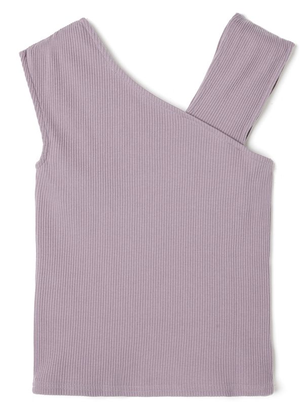 日本 GRL - 不對稱羅紋彈性無袖上衣-水藍