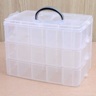 韓國 Color Story - 三層分隔拼豆收納盒(30格/透明/W25*L17*H18.5cm)