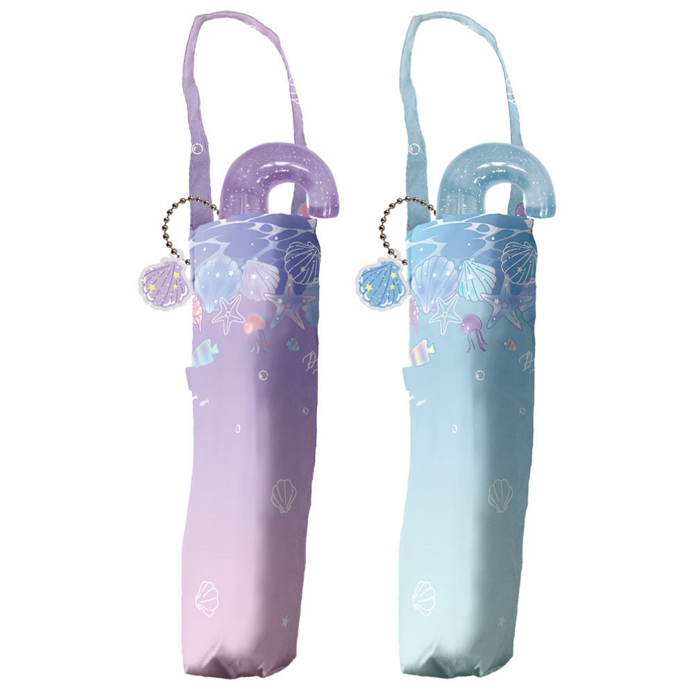日本中谷 - 輕量透明窗兒童雨傘/折疊傘-夢幻海洋-粉紫 (50cm(身高115-125cm))