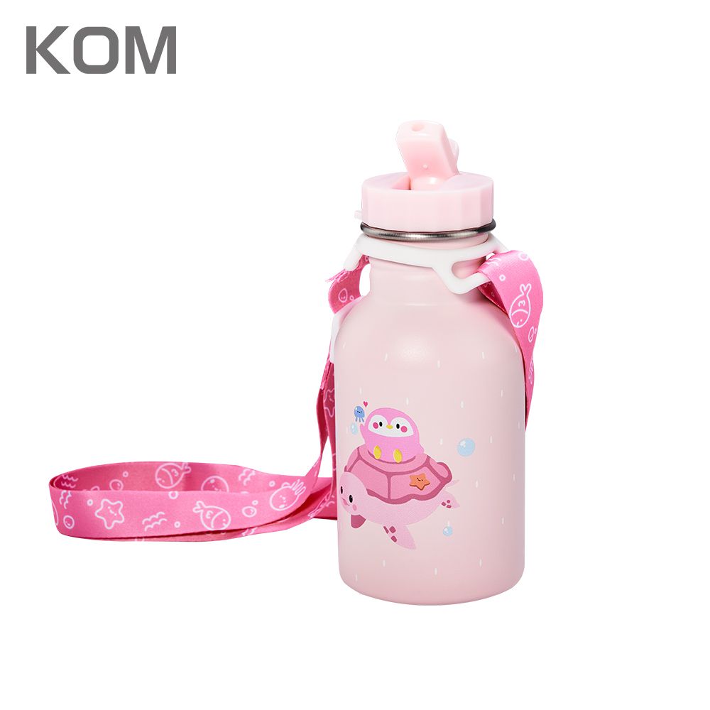 海洋歷險趣-兒童隨身瓶350ml(附背帶)-萌萌粉-350ml