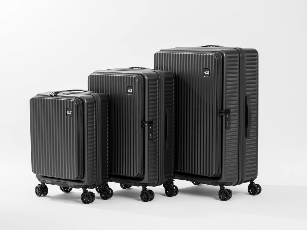 前行者行李箱-前開式-曜岩黑