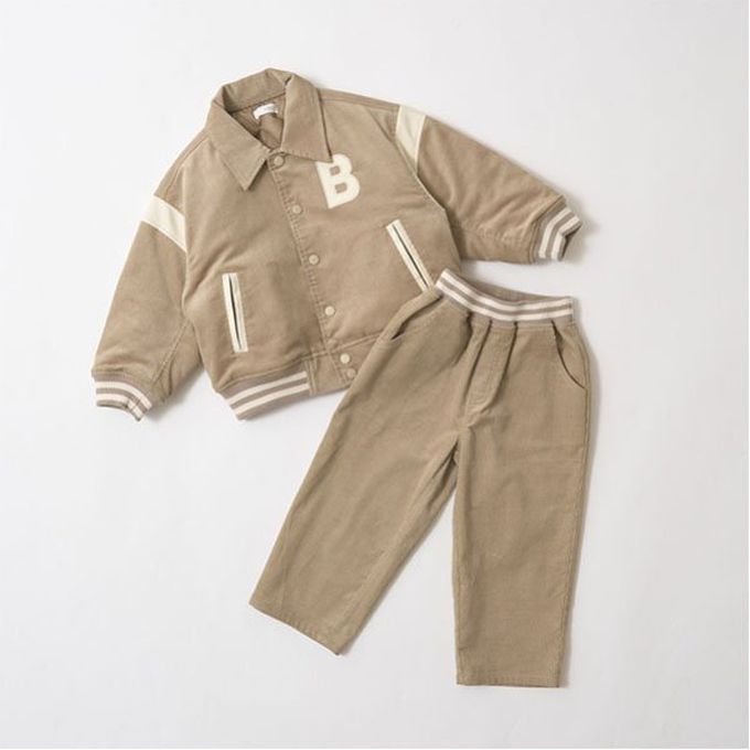 日本 b-ROOM - 休閒大口袋燈芯絨錐形長褲-奶茶