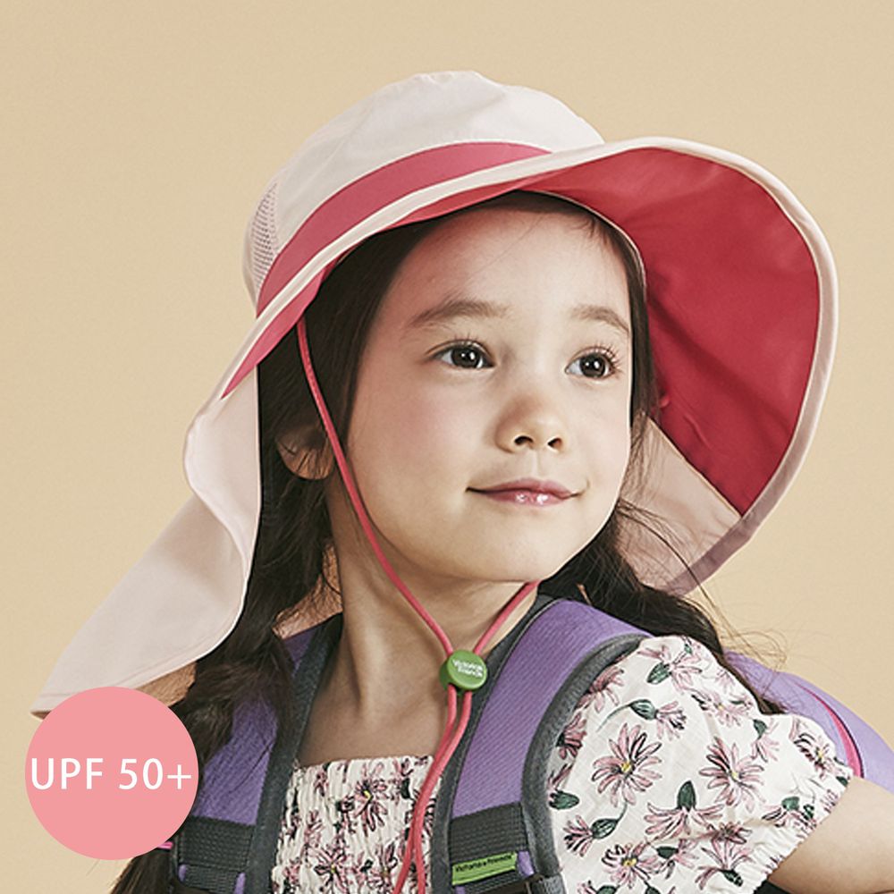 韓國 Victoria & Friends - UPF 50+ 防潑水透氣軟鋼絲遮脖遮陽帽(附口哨)-嫩粉紅