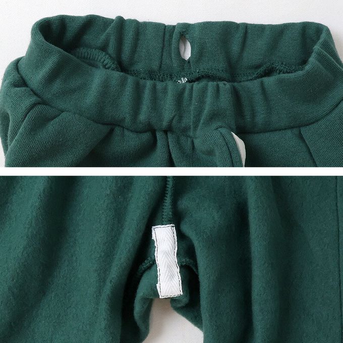 日本 ZOOLAND - 熊掌毛絨口袋裏起毛休閒長褲-黑