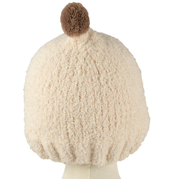 akachan honpo - 毛茸茸毛球針織帽-象牙白色