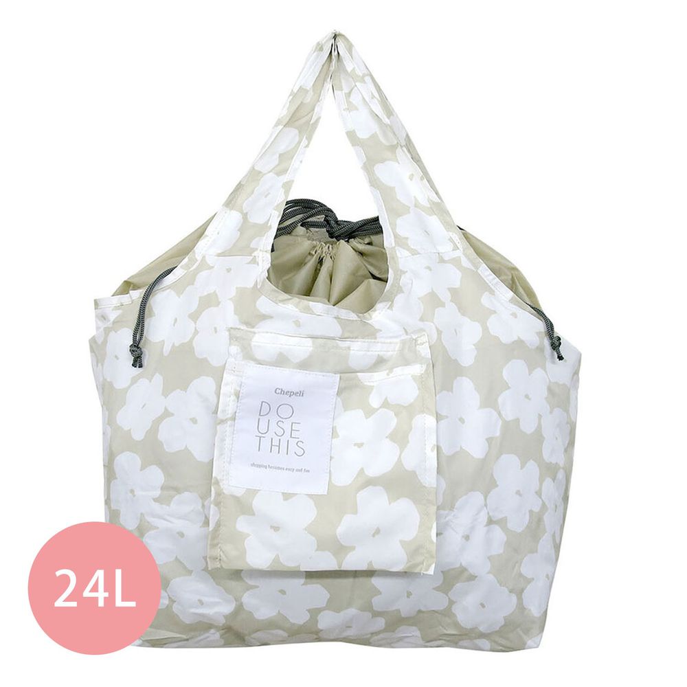 日本 Chepeli - 超大容量保冷購物袋(可折疊收納)-夏日花園-杏-24L/耐重15kg