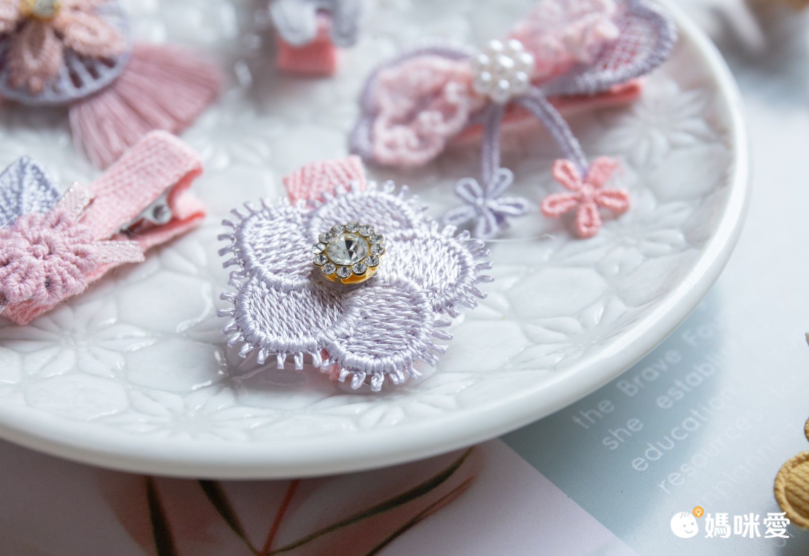 手工拼布蕾絲髮夾-捕夢網 (一組5入)