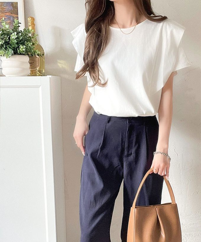 日本 Classical Elf - 純棉柔滑光澤感荷葉袖上衣-灰藍