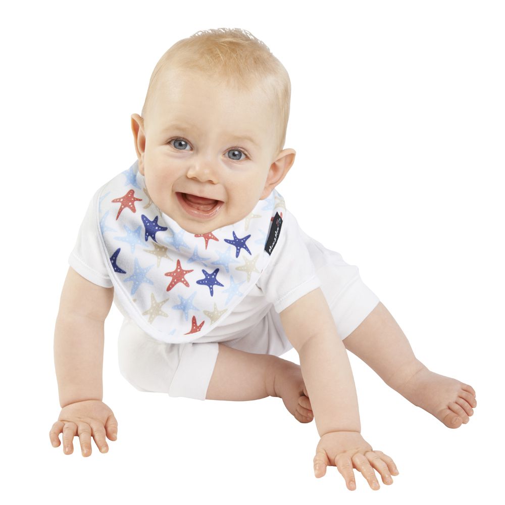 Mum 2 Mum - 雙面竹纖維棉機能口水巾圍兜-海星/藍條紋