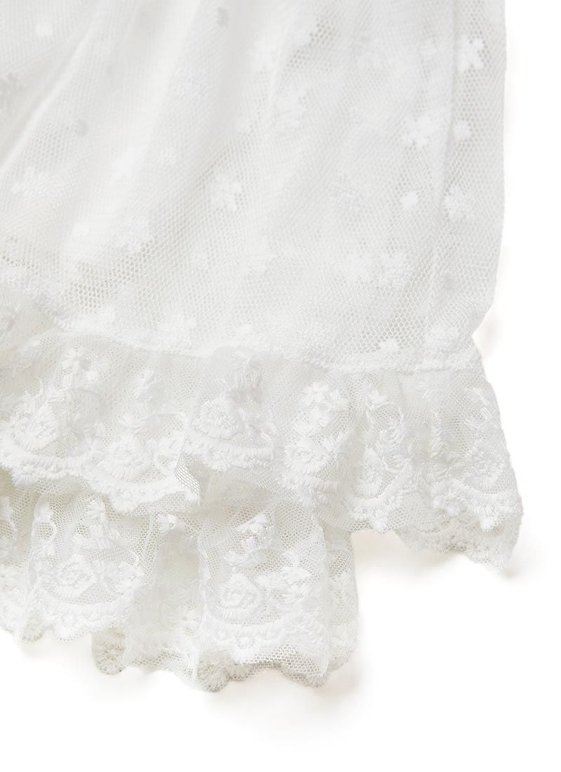 韓國 OZKIZ - 迷人蕾絲鬆緊腰褲裙-白