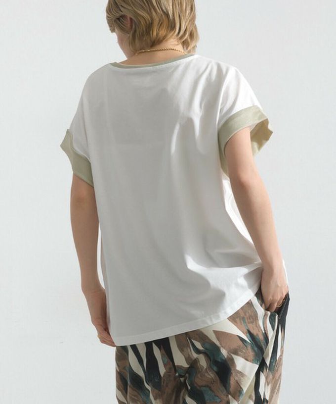 日本 le colis - 光澤滾邊舒適休閒法式袖上衣-卡其棕