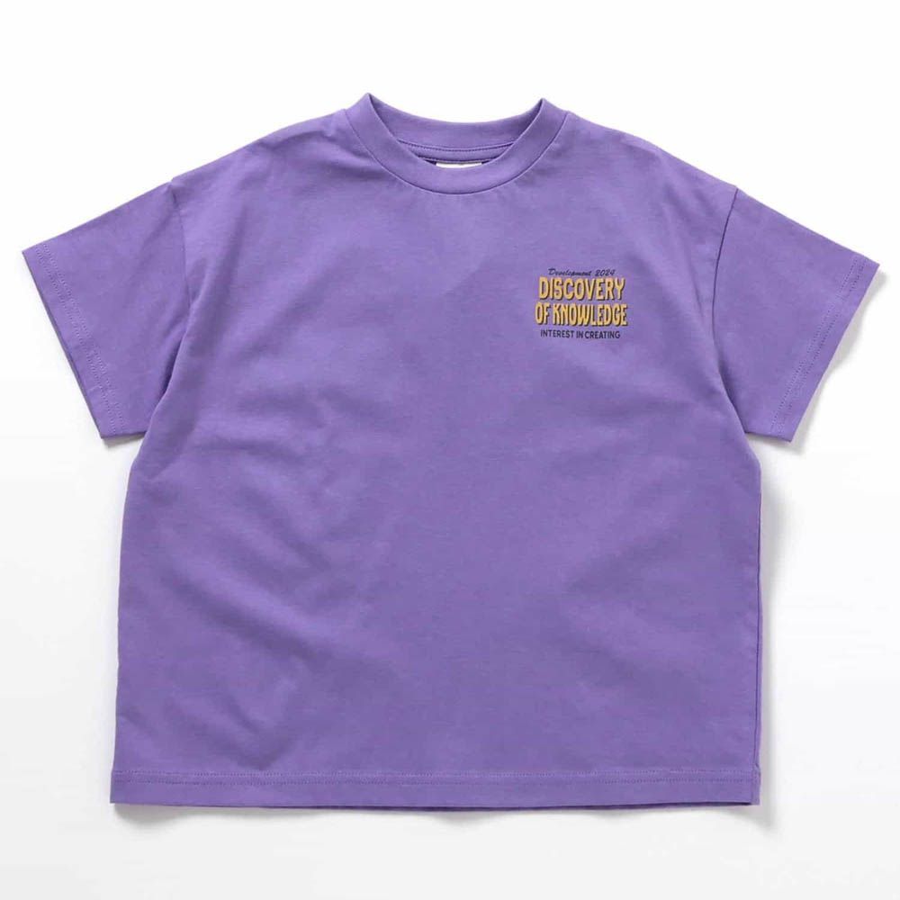 美式風格印花短袖上衣-胸前小logo-紫