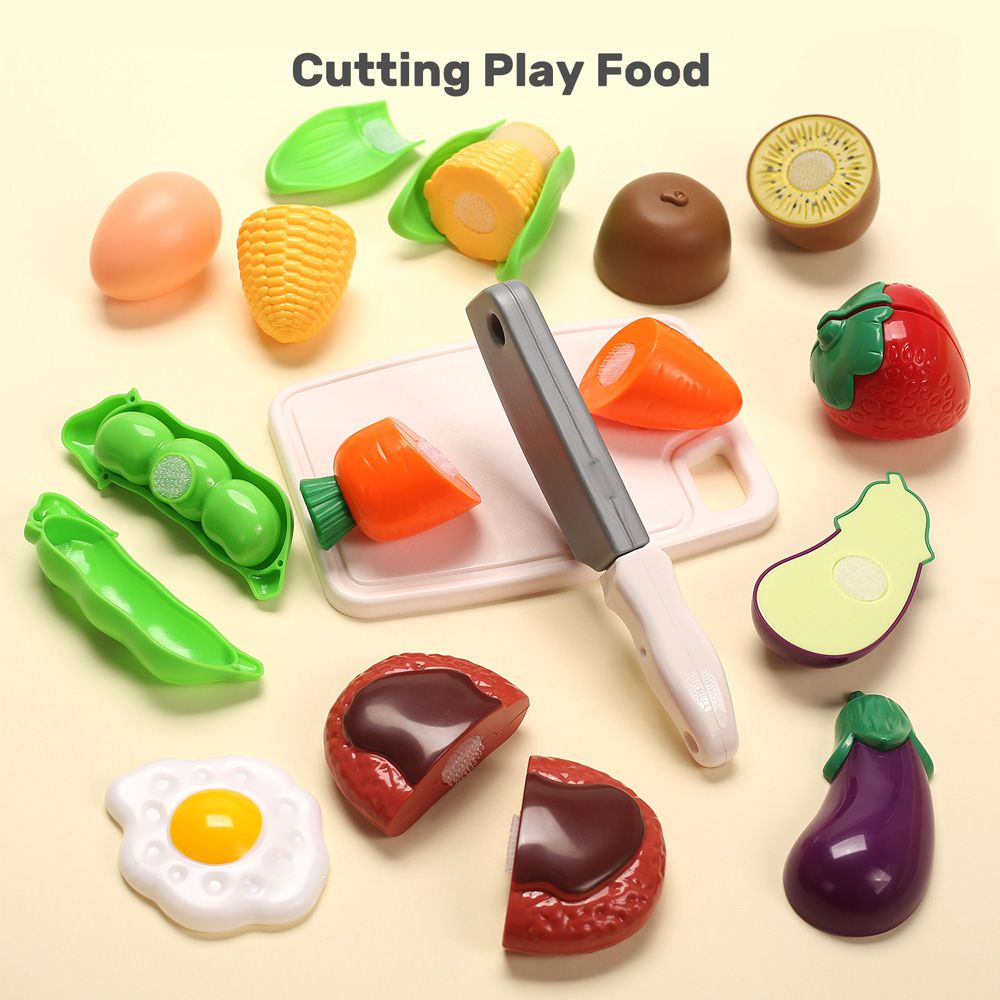 CuteStone - 仿真冒煙噴霧鍋具與家家酒切切樂套裝玩具