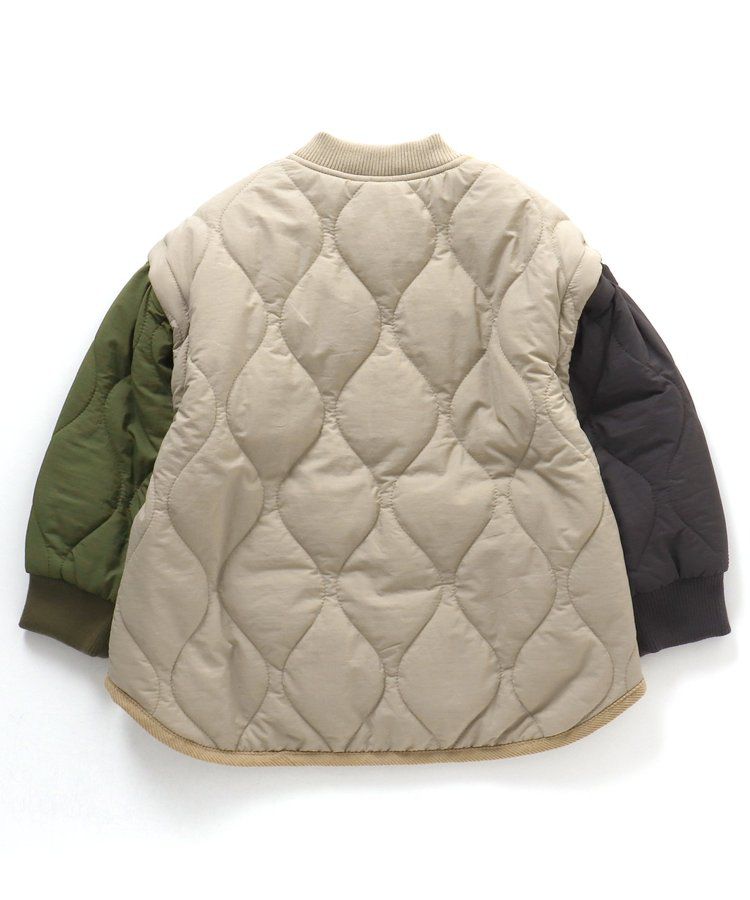 日本 BREEZE - 袖可拆2way絎縫拼接夾克/背心-軍綠