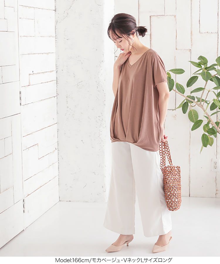 日本 Kobe Lettuce - 360度神隱顯瘦V領短袖上衣-白