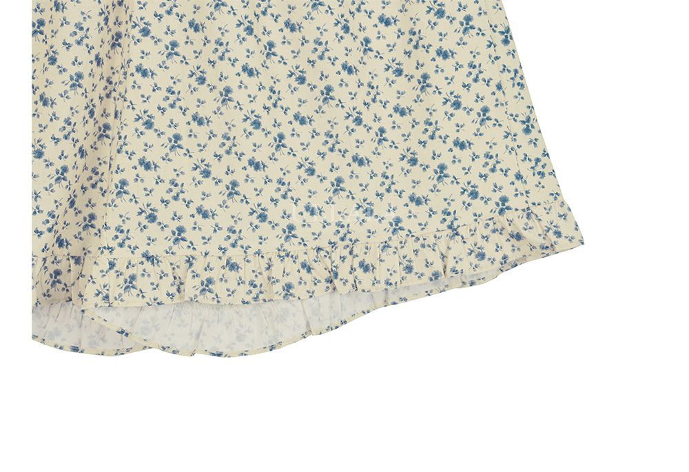 韓國 ULLALA - 玫瑰印花短袖睡衣(兩件式)-藍玫瑰 (FREE)