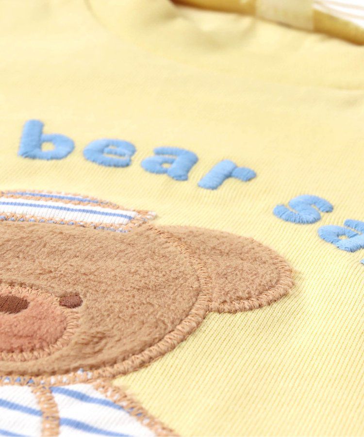 日本 apres les cours - 超萌小熊聯名特色刺繡短袖上衣-海軍熊-黃