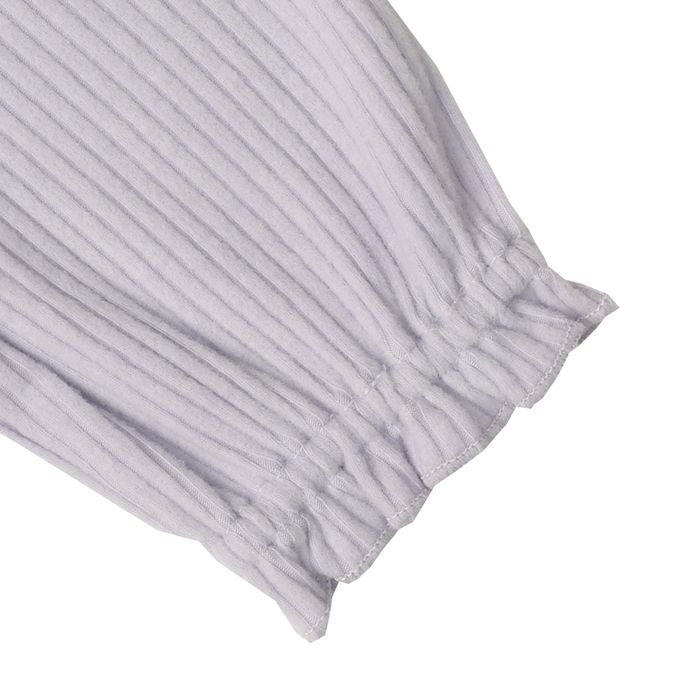 akachan honpo - 長袖假兩件休閒上衣-刺繍-紫色