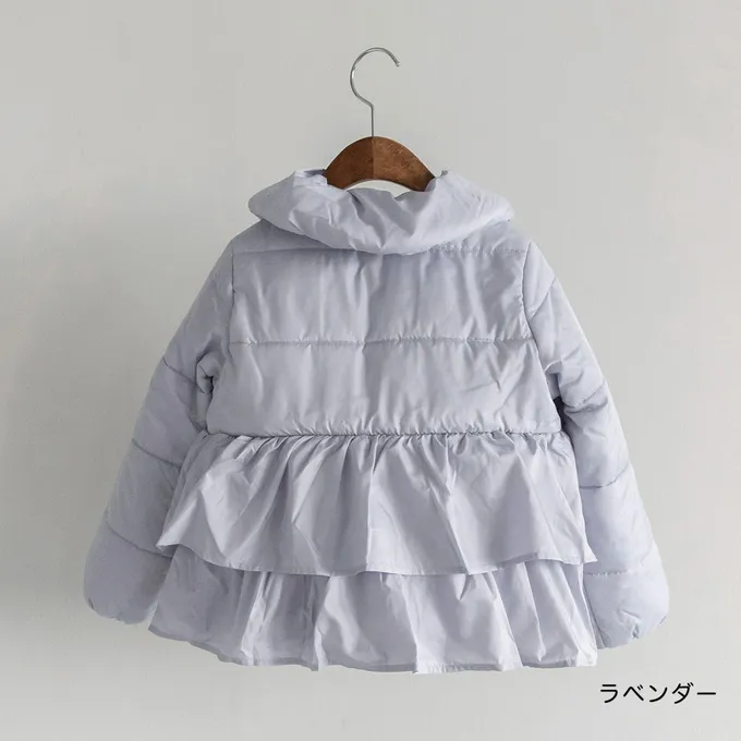 日本 BRANSHES - 背後時尚荷葉澎澎領俏麗鋪棉外套(可機洗)-黑