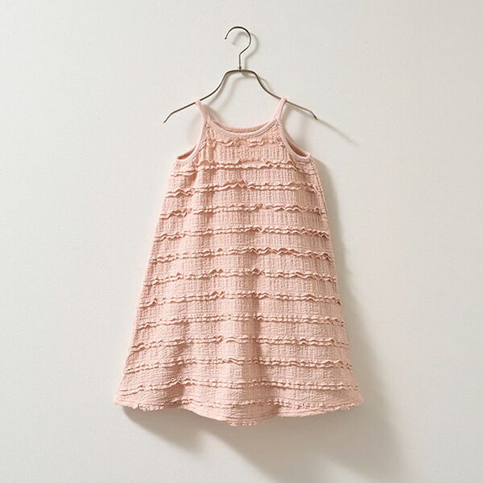 日本 Lycee mine - 度假感層次蕾絲吊帶洋裝-粉橘