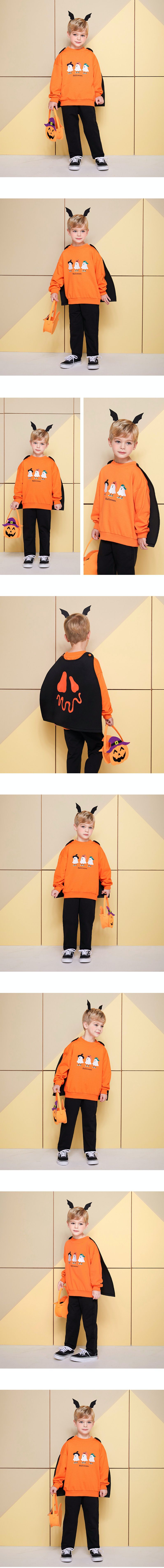 韓國 WALTON kids - (披風可拆)萬聖節純棉T-橘