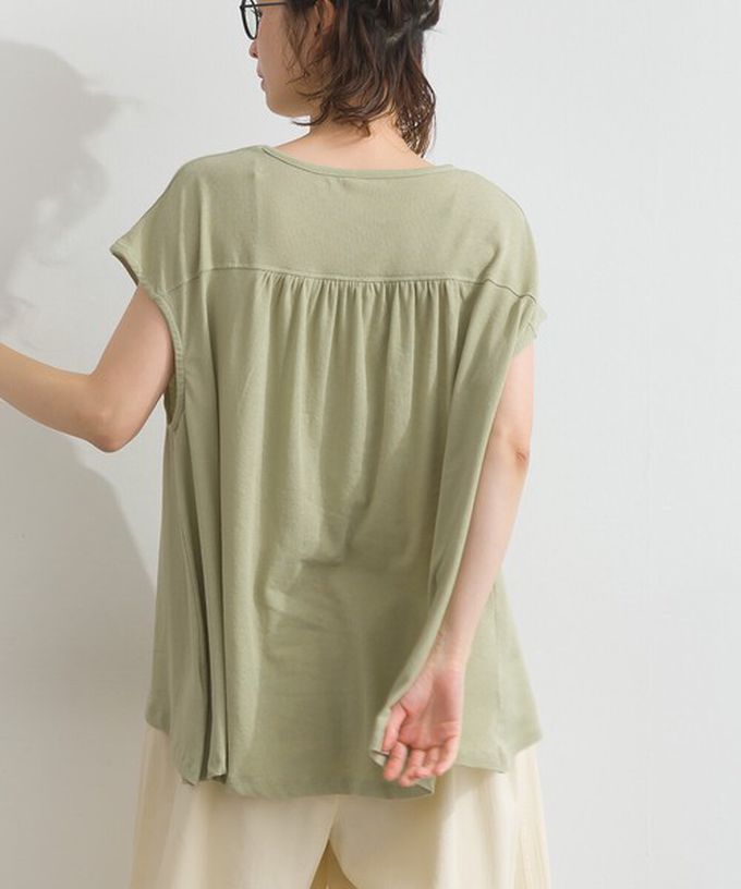 日本 Lupilien - 亞麻混紡率性皺摺法式袖上衣-米杏