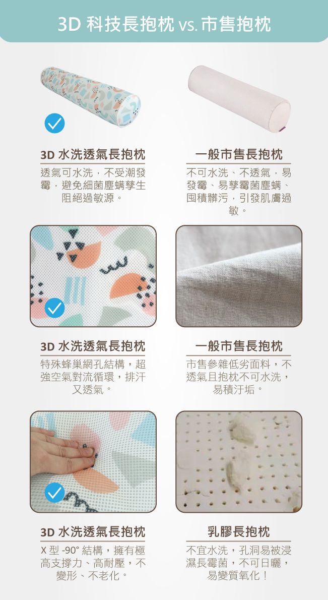 舒福家居 iSuFu - 3D透氣水洗紓壓長抱枕/抬腿枕-森林 (100*22CM)