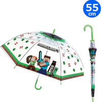日本 J'S PLANNING - 小孩最愛印花透明直傘-麥塊-綠系 (55cm)