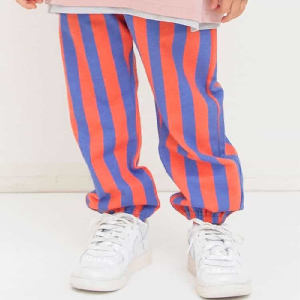 舒適輕盈活力長褲-直條紋-橘x紫