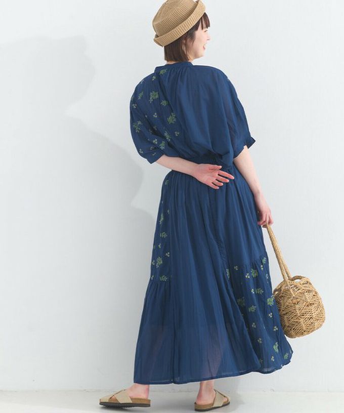 日本 Lupilien - 100%印度棉 優美植物刺繡長裙-紫