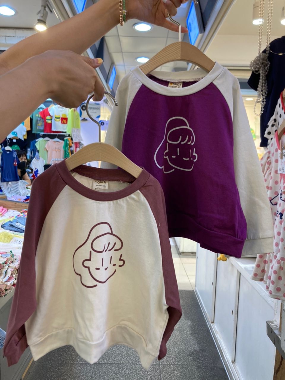 韓國 Orange Mom - 馬尾女孩拼色棉T-紫