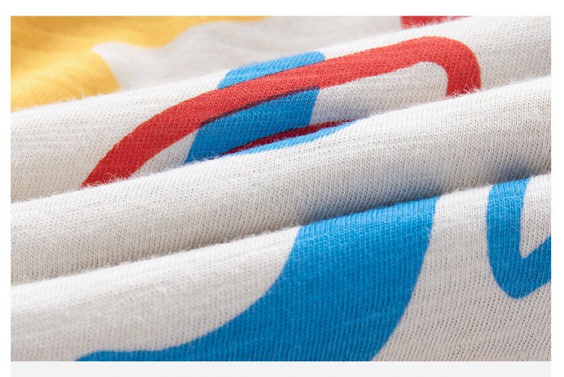 竹節棉束口長褲/防蚊褲-滿版繽紛英文字母-杏色