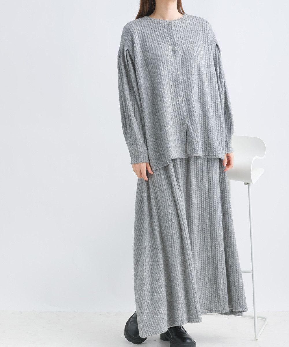 日本女裝代購 - 溫柔麻花針織不規則長裙-薰衣草