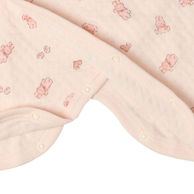 akachan honpo - 長袖新生兒內衣4件組-按扣款 保暖鋪棉 兔子-粉紅色 (50~60cm)