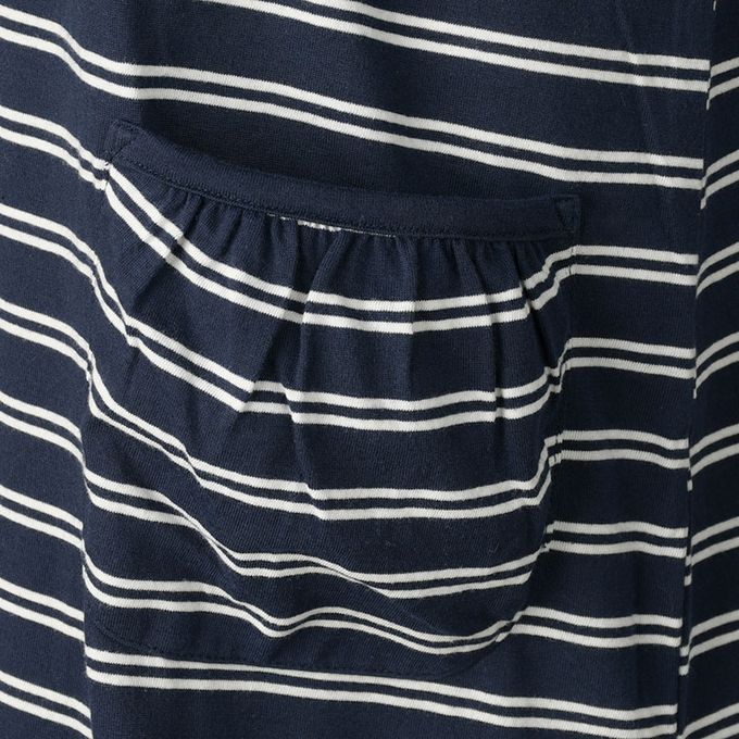 akachan honpo - 長袖洋裝-橫紋-深藍色 (M~L)