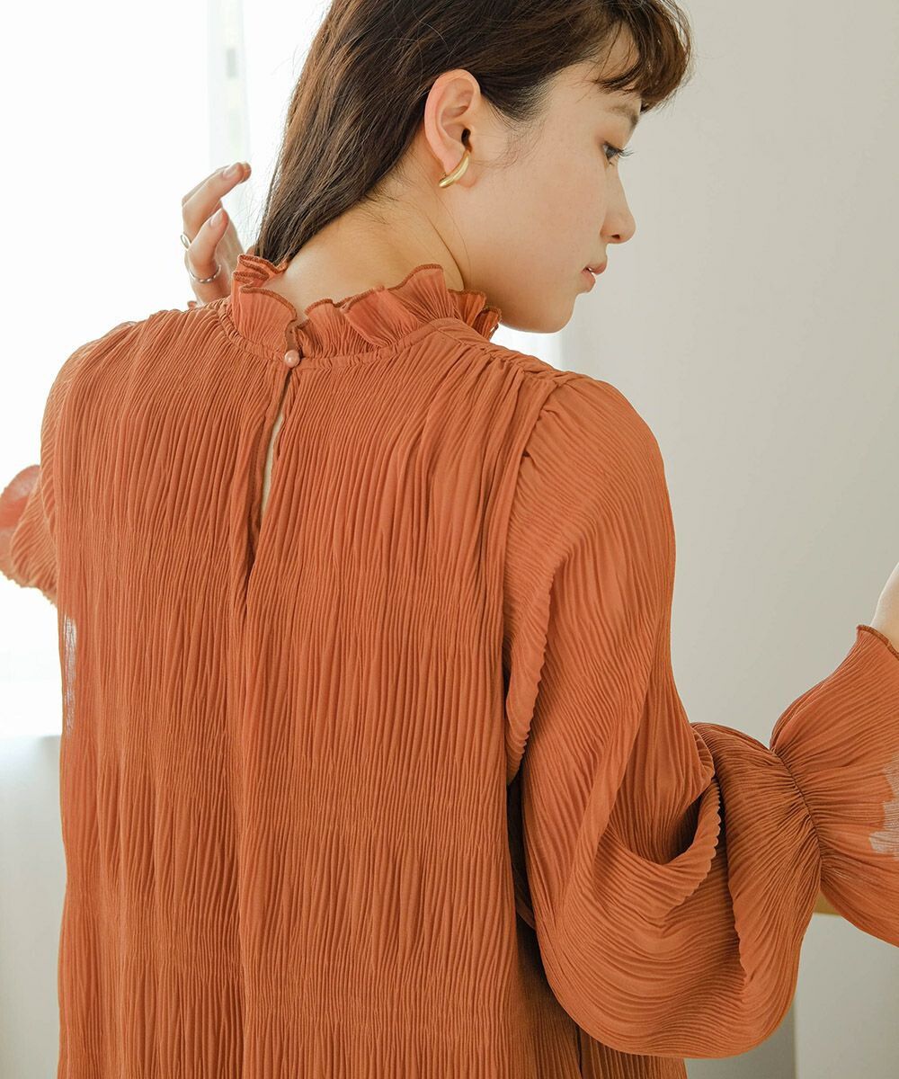 日本 Bab - 文藝木耳領層次雪紡洋裝-冰河灰