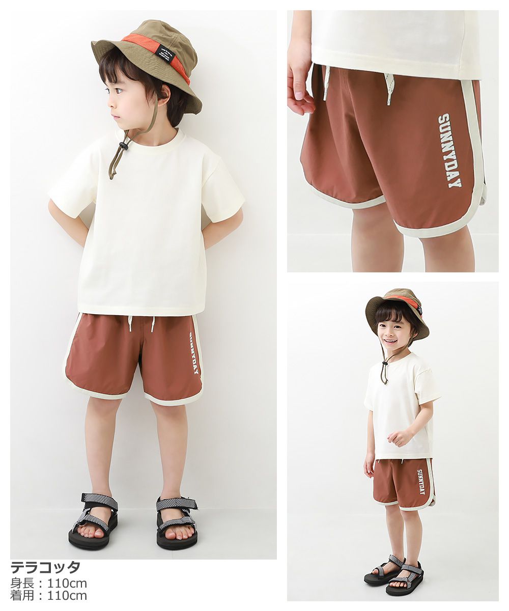 日本 devirock - 速乾撞色線條運動短褲-墨綠