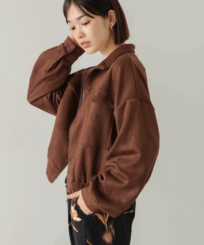 日本 Bab - 麂皮感立領率性口袋俐落外套-黑