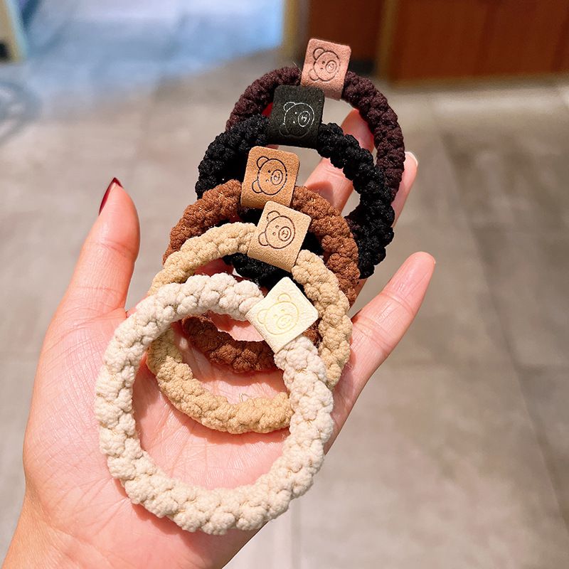 泰迪絨高彈力百搭髪圈(10入組)-熊熊-混色