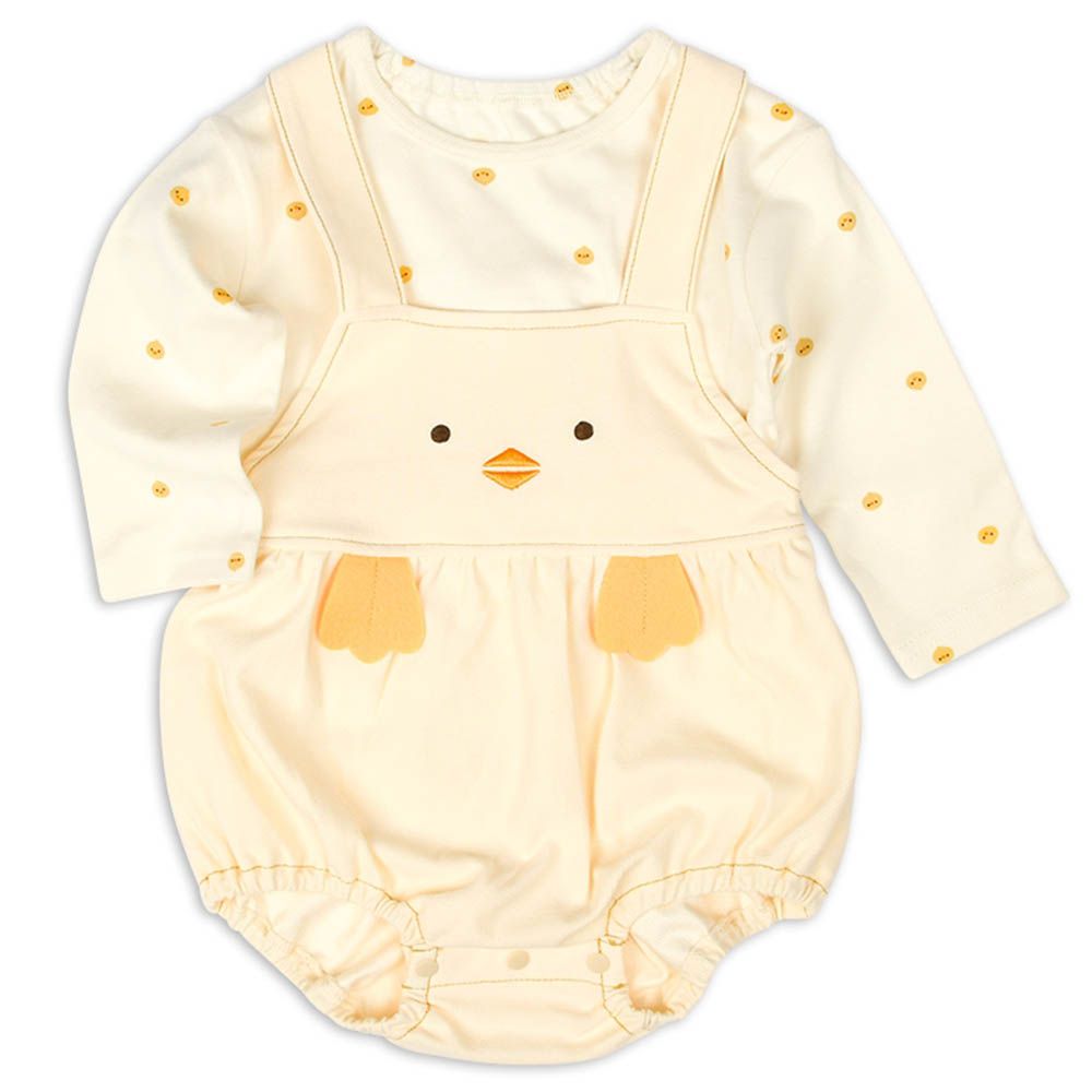 吊帶褲+T恤-奶油色