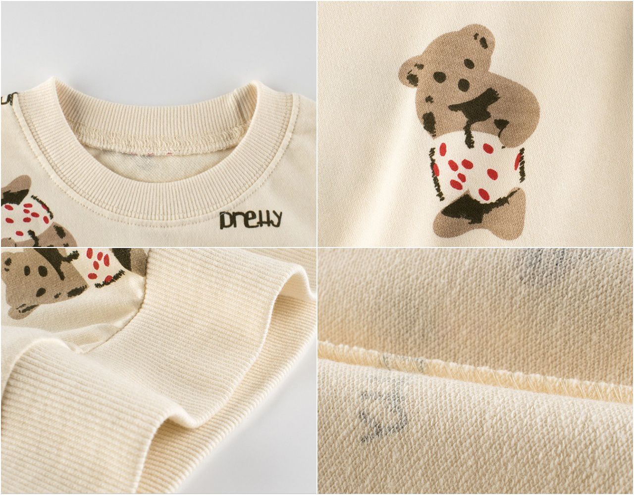 純棉長袖大學T-熊熊