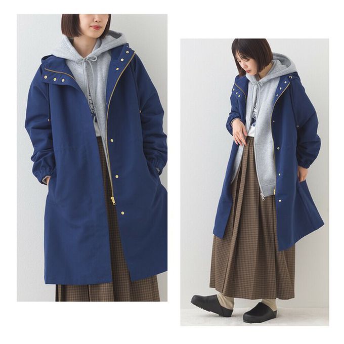 日本 OMNES - 潑水加工 派克連帽風衣長版外套-黑